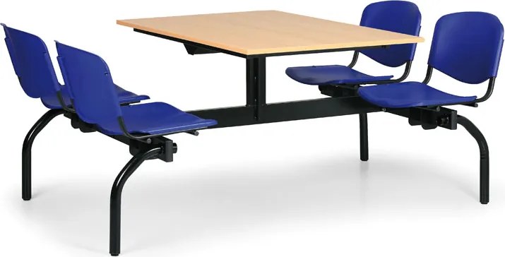 Euroseat Jedálenský set 1976 x 1228 mm - doska buk, modrá sedadlá