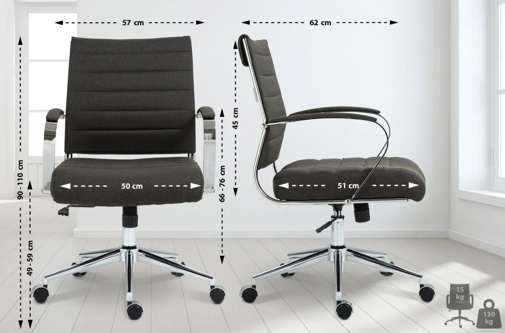 Design-Shop Kancelárska stolička Oakland - látka - Tmavo sivá
