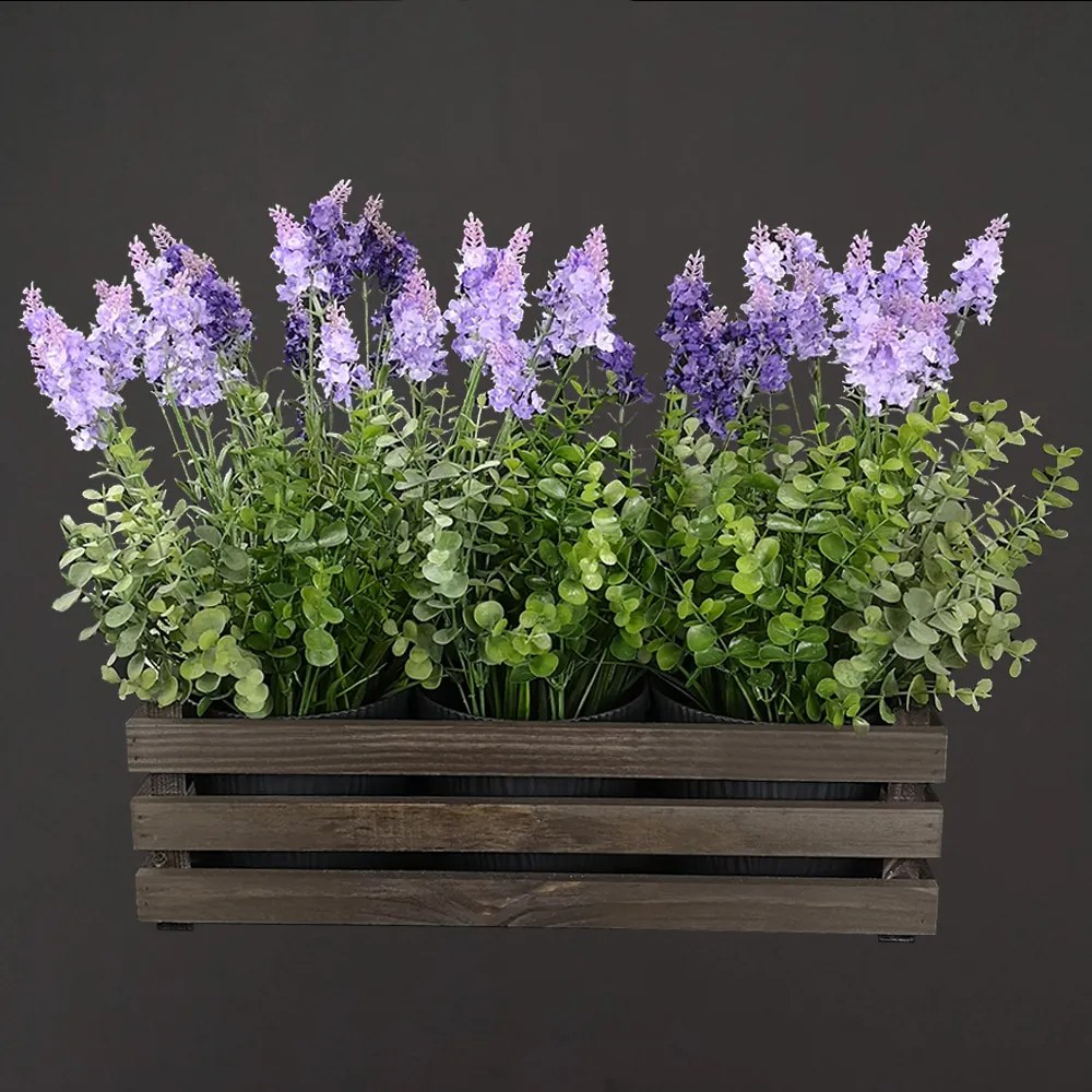 AMADEA Drevený obal na tri kvetináče - tmavý, 47x17x15cm, drevený kvetináč