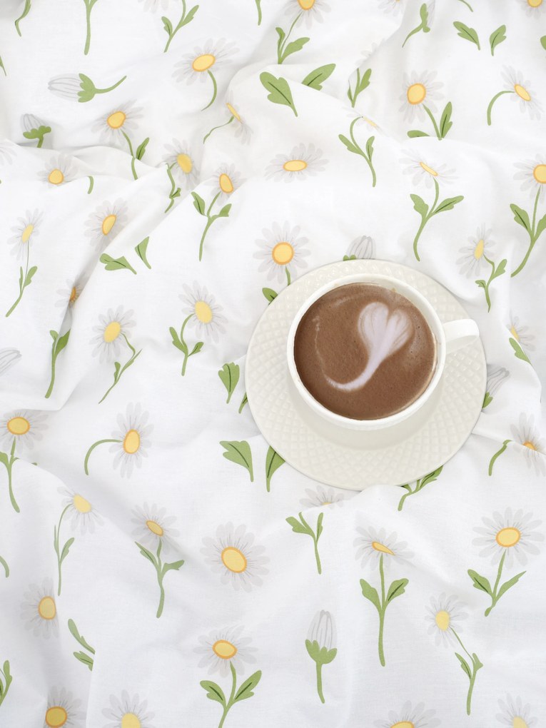 Bavlnené obliečky Renforcé - Sedmokrásky biele