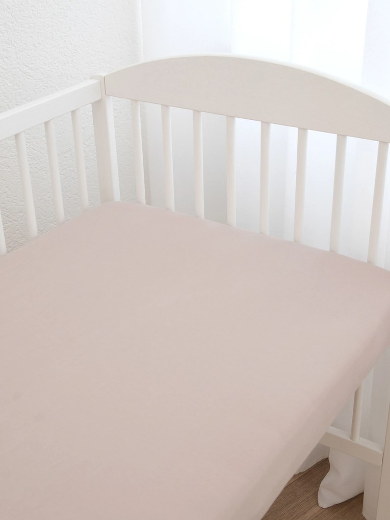 Jersey plachta do postieľky s elastanom Deluxe 60 × 120 cm – cappuccino