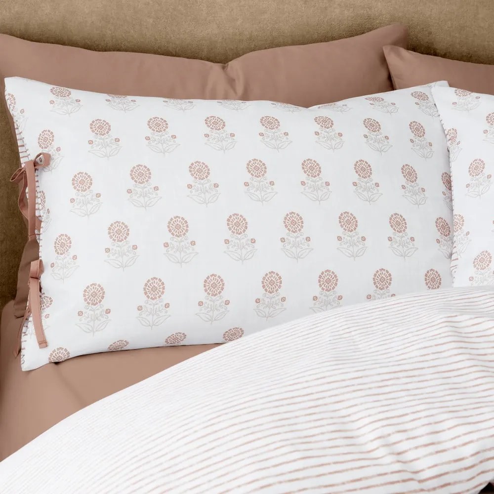 Biele predĺžené obliečky na dvojlôžko 230x220 cm Woodblock Floral – Pineapple Elephant