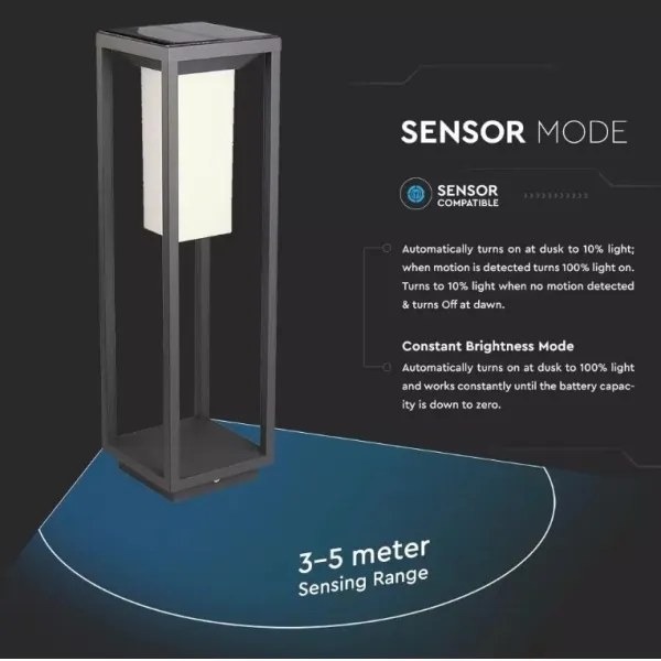 LED Solárne svietidlo so senzorom SAMSUNG CHIP LED/2W/3,7V IP65 2600 mAh