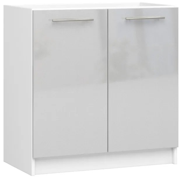 Spodná kuchynská skrinka pod drez OLIWIA S80 biela / metalická, lesk