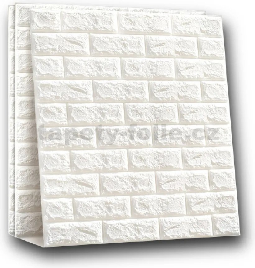 Samolepiace penové 3D panely 0002, cena za kus, rozmer 70 x 77 cm, tehla biela, IMPOL TRADE