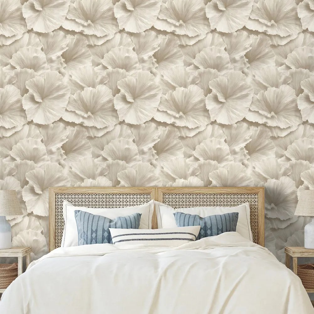 Tapeta béžové kvety v jemnom štýle