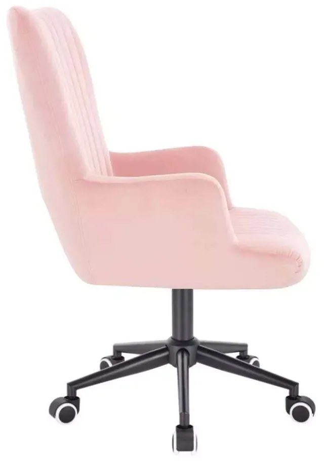 LuxuryForm DESIGN Kreslo AMADEO VELUR na čiernej podstave s kolieskami - ružové
