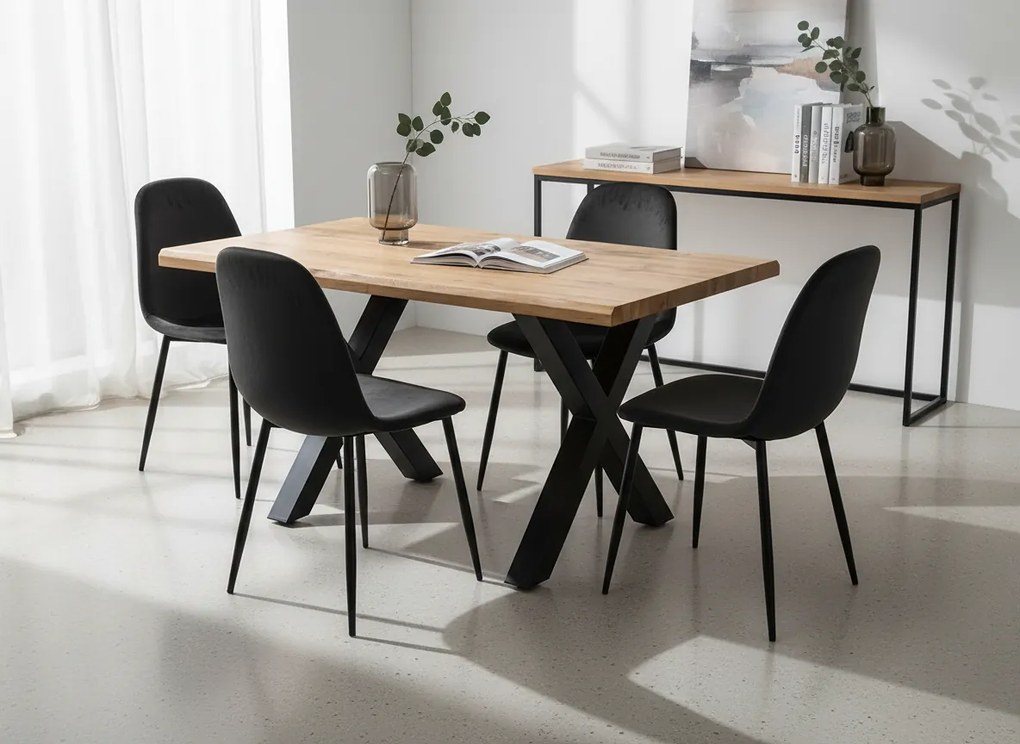 Noela Jedálenský set ROBUL 140 + 4x stolička MARIE čierna