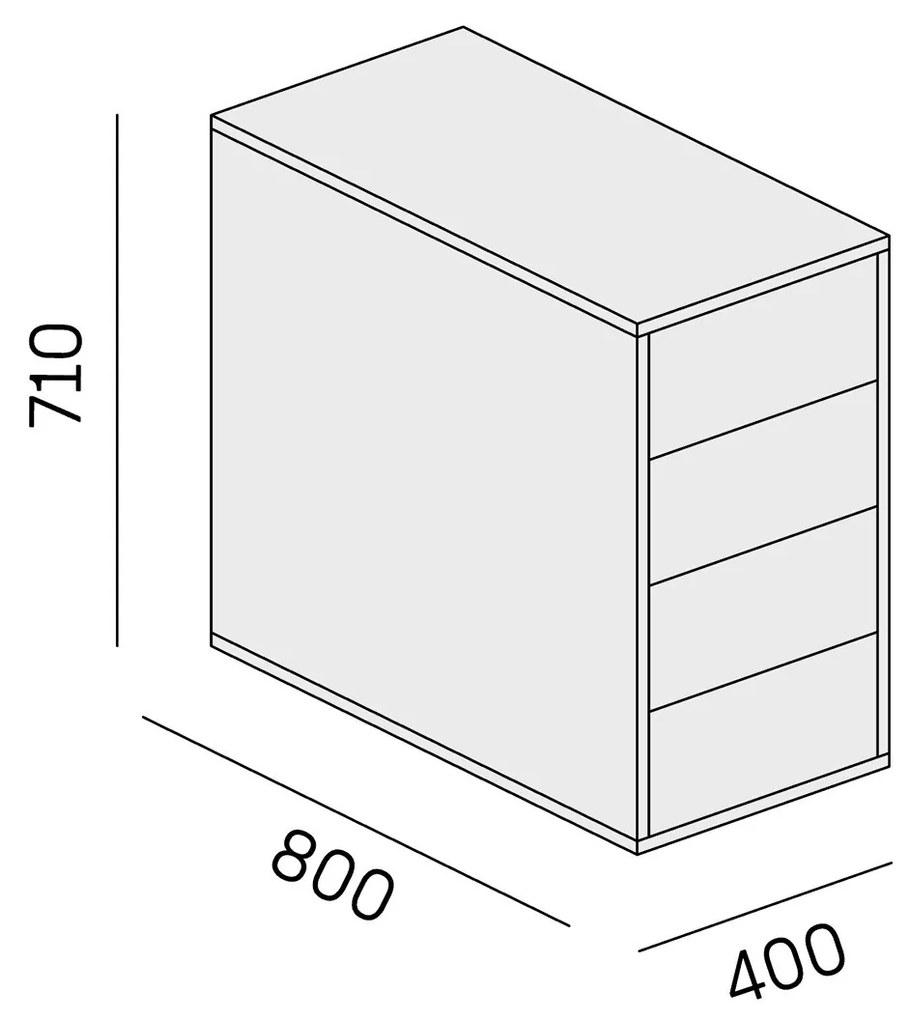 PLAN Kancelársky prístavný kontajner BLOCK Wood, 4 zásuvky, dub prírodný