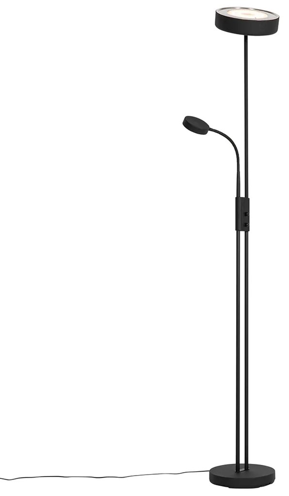 Stojaca lampa čierna vrátane LED a stmievača so svetlom na čítanie - Kelso