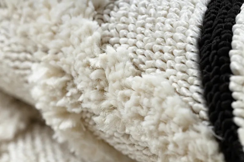 Koberec SEVILLA Y611A mreža, diamanty hnedý / biely, Maroko, Shaggy