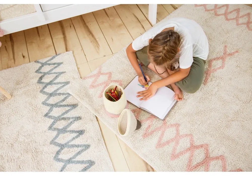 Ružovo-krémový prateľný ručne tkaný bavlnený koberec 120x160 cm Atlas Natural – Lorena Canals