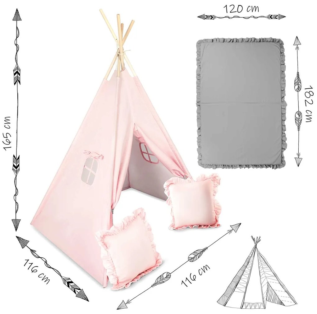 Detský stan típí Nukido NK-406 - svetloružový