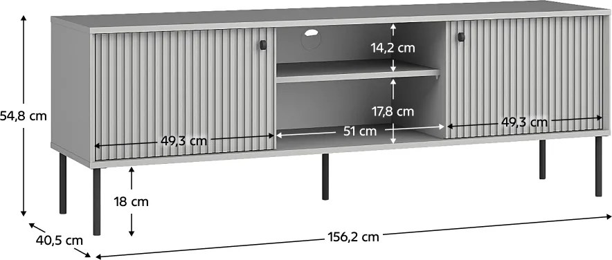 ARIS 2D TV stolík, sivý