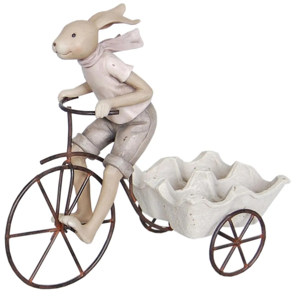 Stojan na vajíčka so zajacom na bicykli - 26*11*24 cm