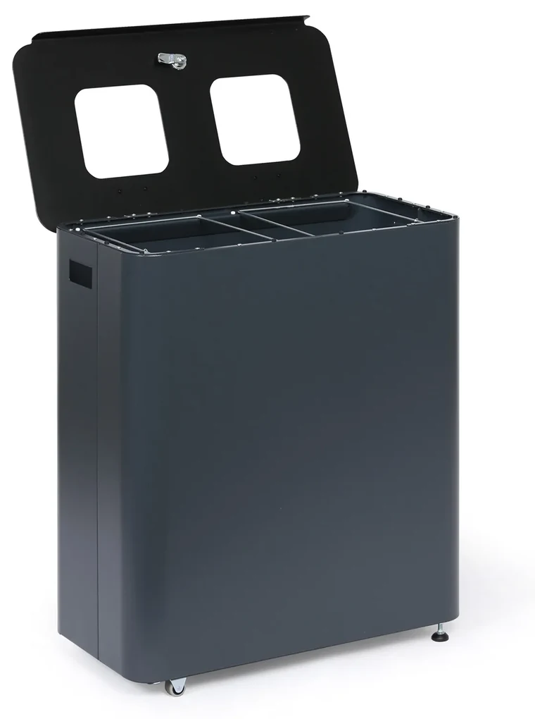 Alda Odpadkový kôš na triedený odpad, 2 x 60 l, lakovaný sivý