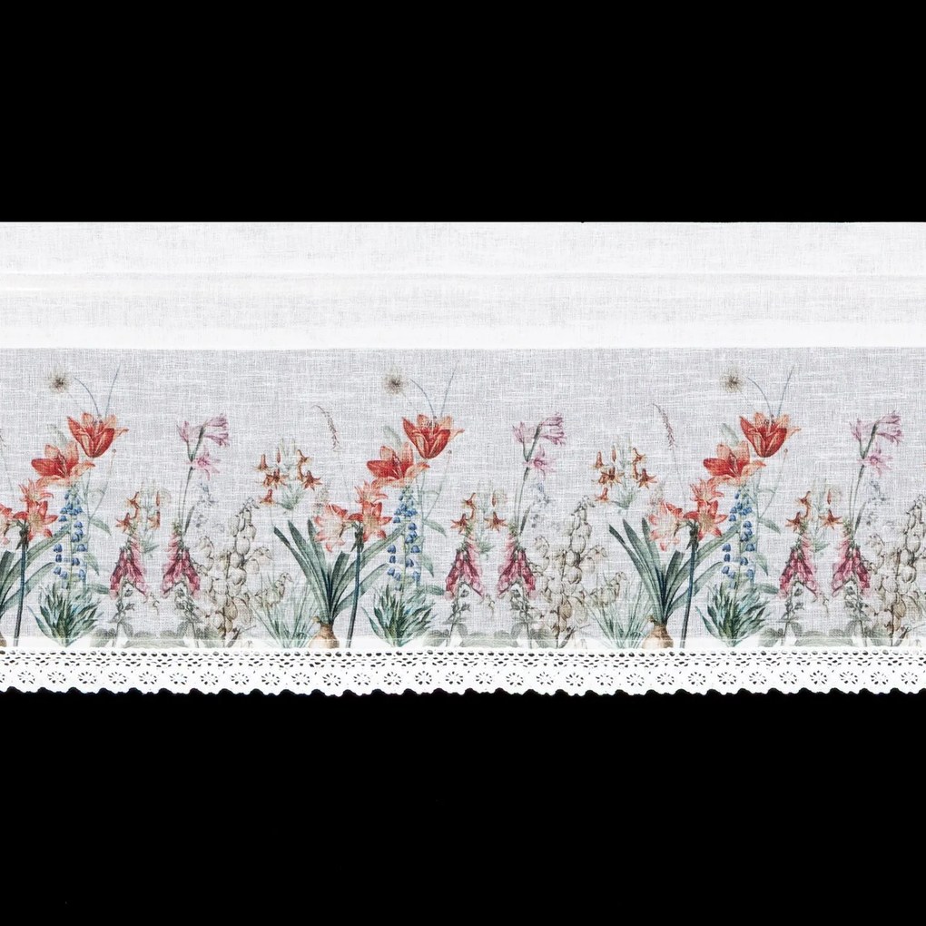 EUROFIRANY KRÁTKA ZÁCLONA NA PÁSKE NEMEZJA 150X30 CM KVETY