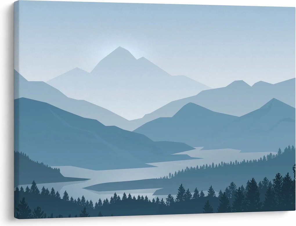 Obraz - Hory pohľadom grafika (70x50 cm)