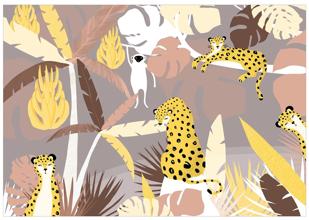 Artgeist Fototapeta - Cheetahs in the Jungle - Third Variant Veľkosť: 200x140, Verzia: Standard