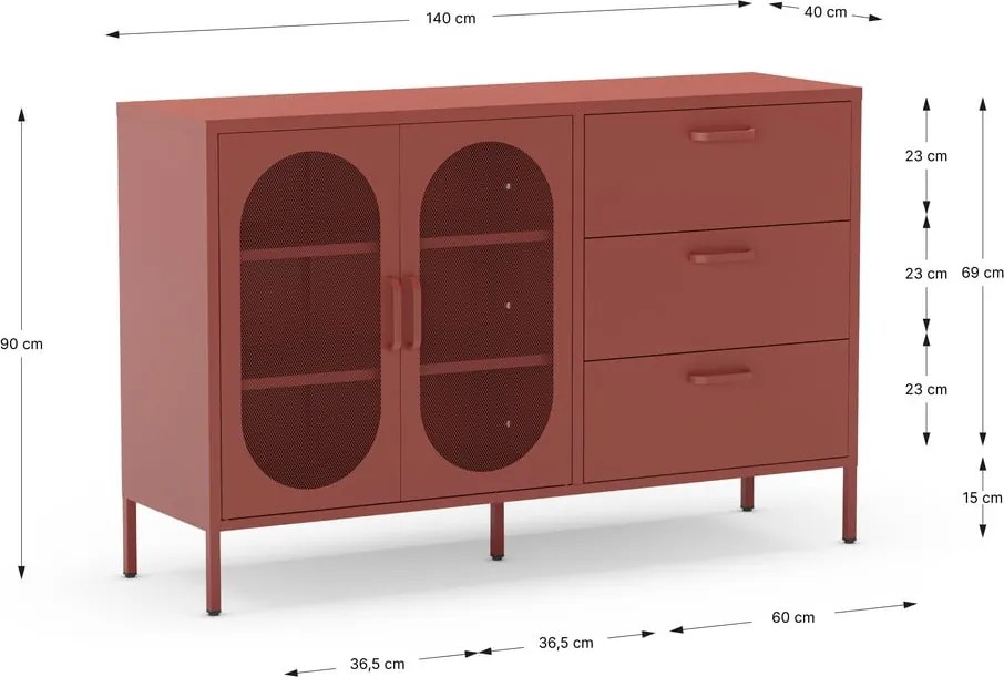 Komoda v tehlovej farbe 140x90 cm Diora – Marckeric