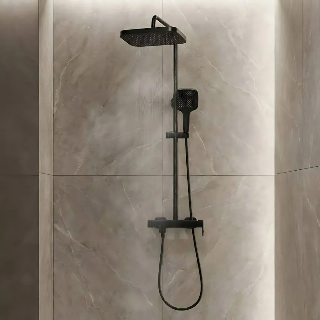 Rea Arlo, sprchový set s vaňovou výlevkou, čierna matná, REA-P7440