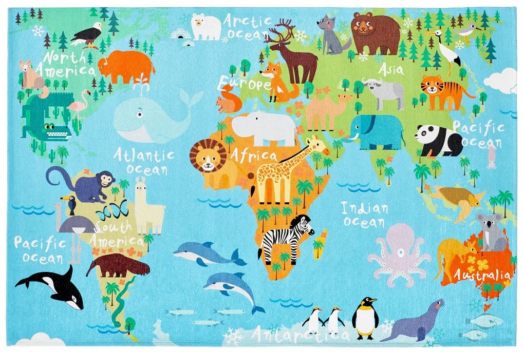 Detský kusový koberec Torino kids 233 WORLD MAP, 120x170, viacfarebná, detská izba, Obsession