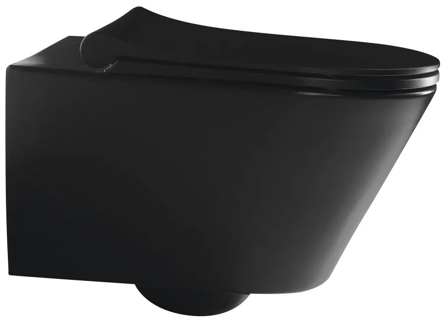 Sapho, AVVA závesná WC misa s bidet. spŕškou, Rimless, 35,5x53 cm, čierny matny