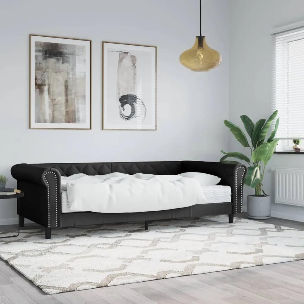 Denná posteľ s matracom čierna 90x200 cm umelá koža 3197719