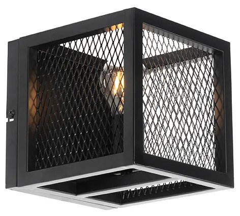 Priemyselná nástenná lampa čierna - Cage Mesh