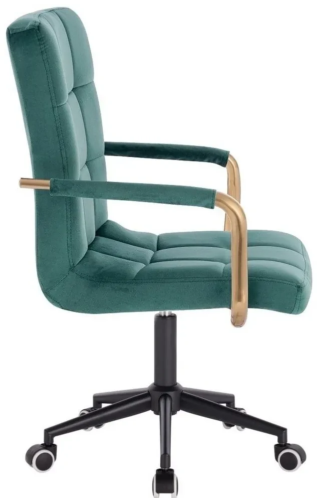 LuxuryForm DESIGN Stolička VERONA GOLD VELUR na čiernej podstave s kolieskami - zelená