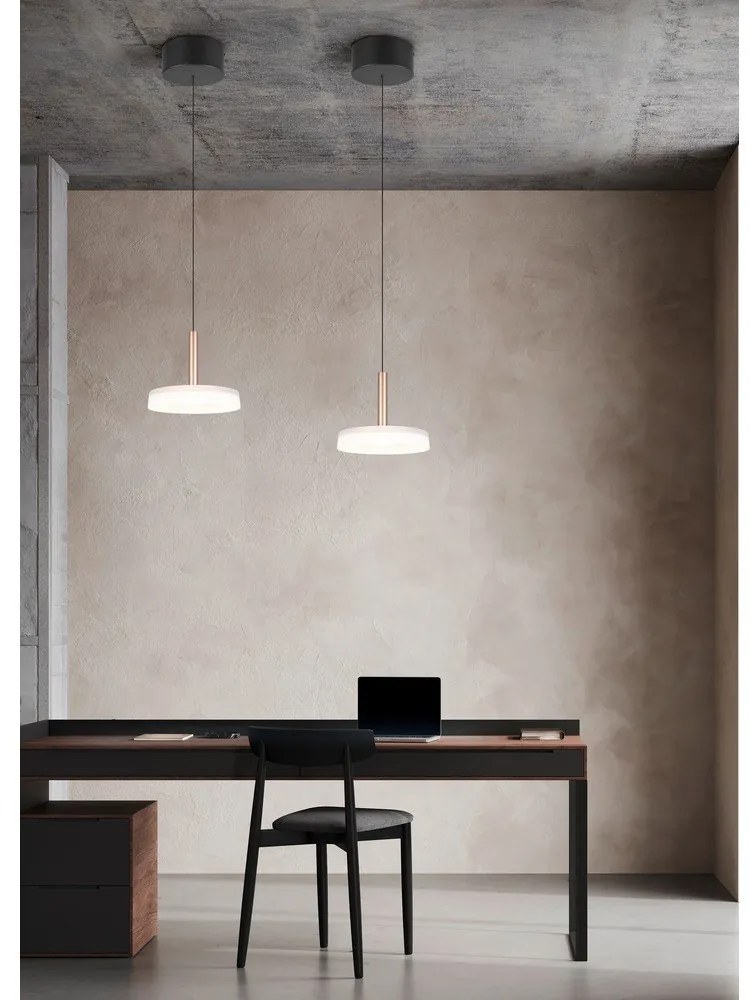 LED stmievateľné závesné svietidlo v čierno-bielo-zlatej farbe so skleneným tienidlom ø 22 cm Celeste – Trio