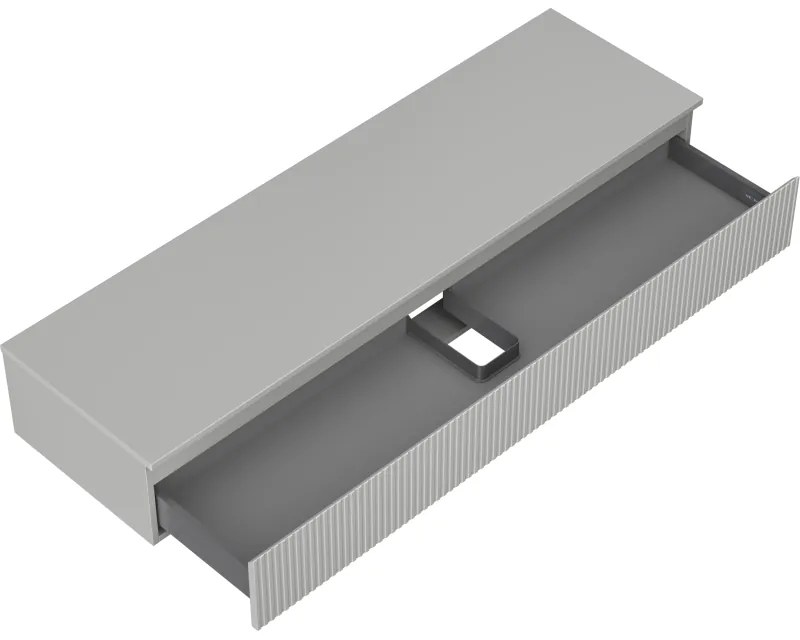 Mexen Rivel, kúpeľňová skrinka 160 cm s pracovnou doskou, 1 zásuvka, drážkovaná, matná sivá, 91A20-16023-1-BFC62