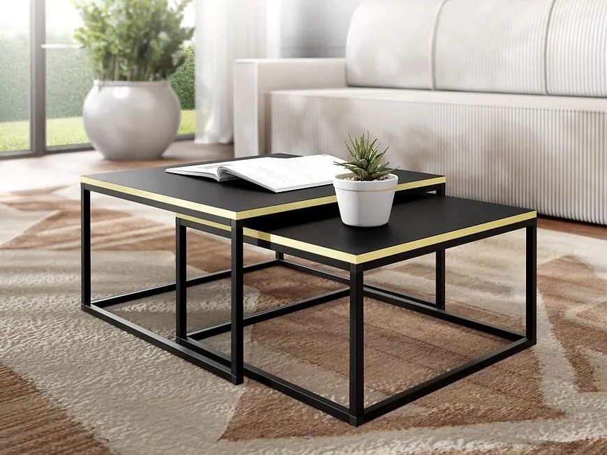 Konferenčný stolík Loftiko čierna/zlatá