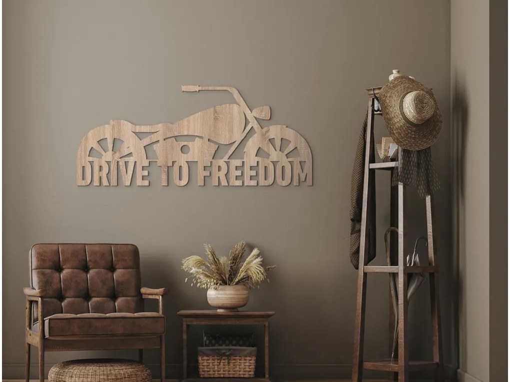 drevko Obraz Harley - Drive to freedom Rozmer obrazu: 28 x 65 cm, Farba dekorácie: Čierna