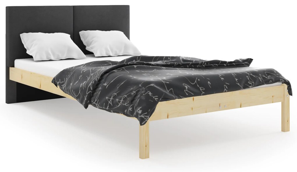 Manželská posteľ GALAXY s grafitovým čelom 140x200 cm - prírodná borovica