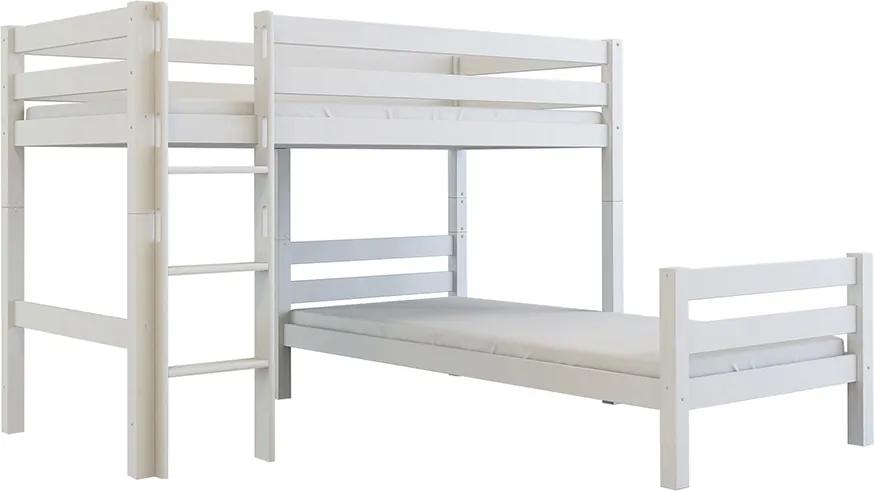 MF Poschodová posteľ do L Alba 200x90 -biela - výpredaj Farba: Biela