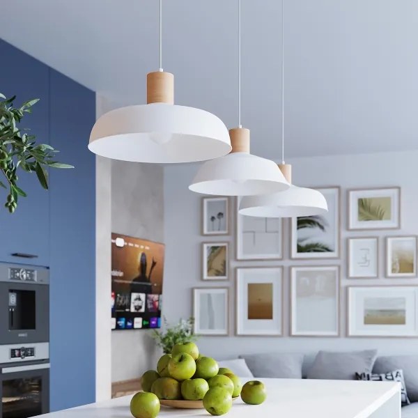 Sollux SL.1323 - Luster na lanku INDY 1xE27/15W/230V pr. 38 cm biela