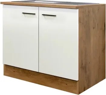 Kuchynská skrinka s drezom Avila, dub lancelot/krémová, šírka 100 cm%