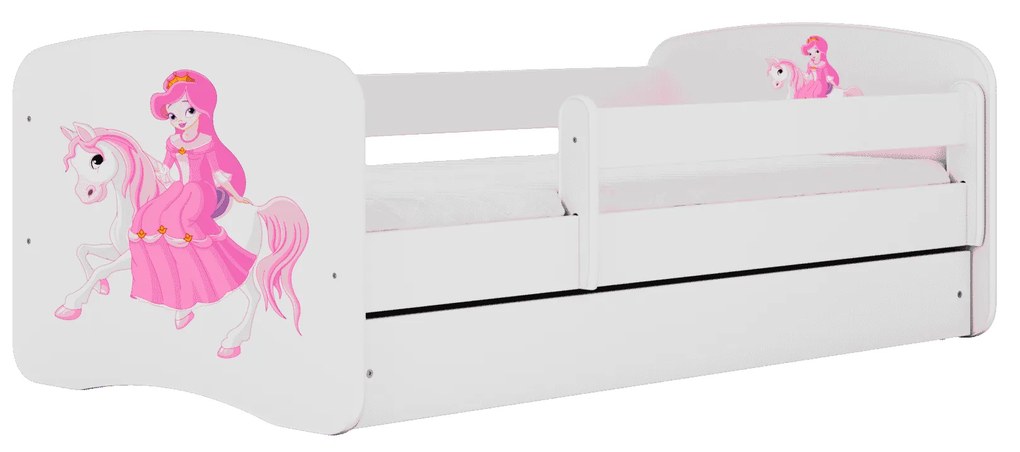 Letoss Detská posteľ BABY DREAMS 140/70- Princezná a koník II Ružová S matracom S uložným priestorom