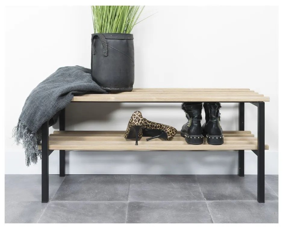 Čierna/v prírodnej farbe kovová skrinka na topánky 100x45x34 cm Rizzoli – Spinder Design