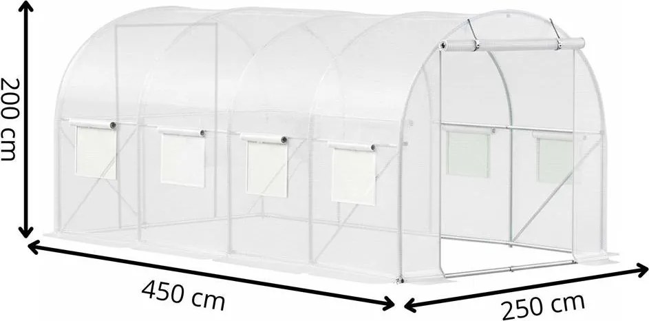 Springos Záhradný skleník / fóliovník 4 × 2,5 × 2 m GT0009 UV-4, 140 g/m²