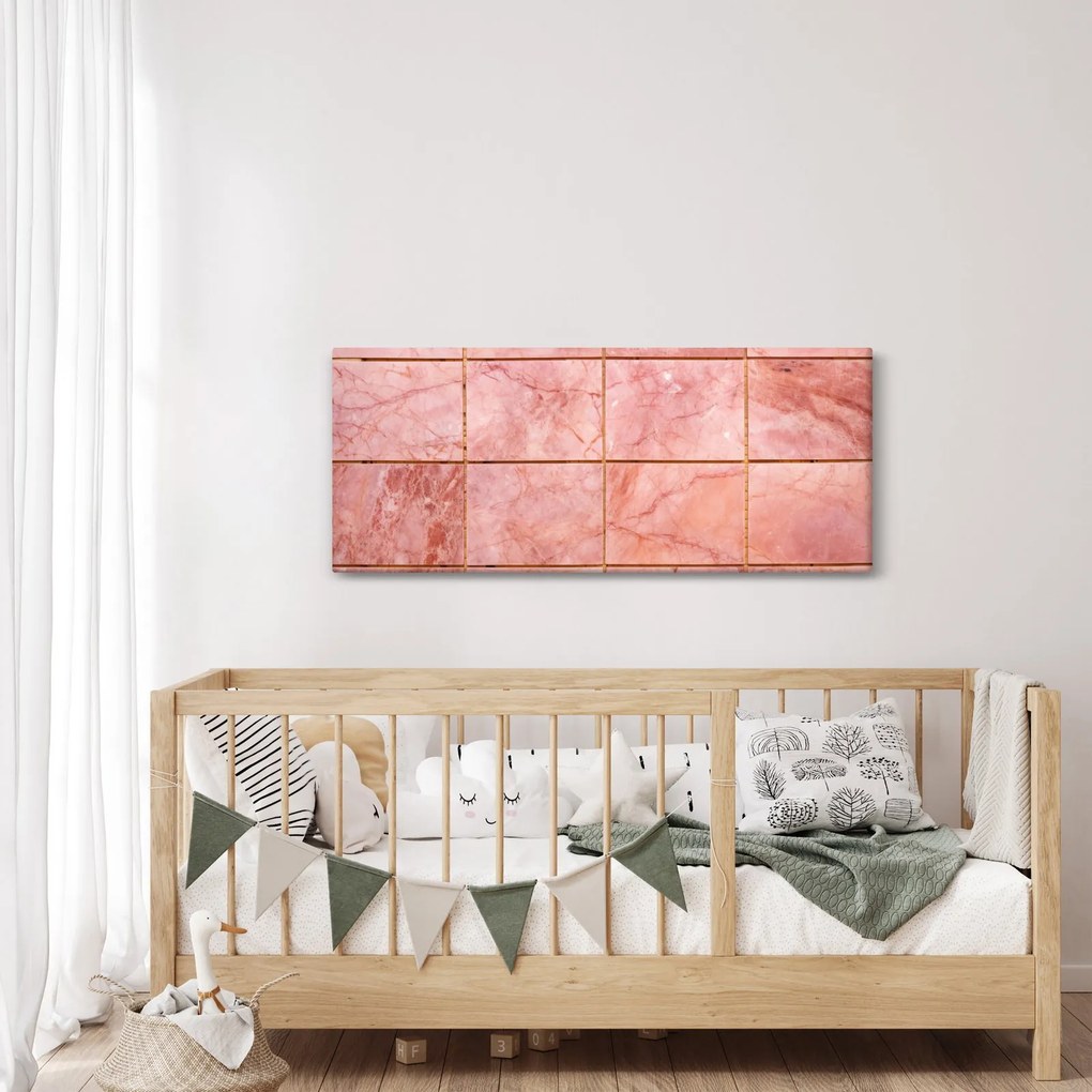 Obraz - Ružové, mramorované dlaždice (120x50 cm)