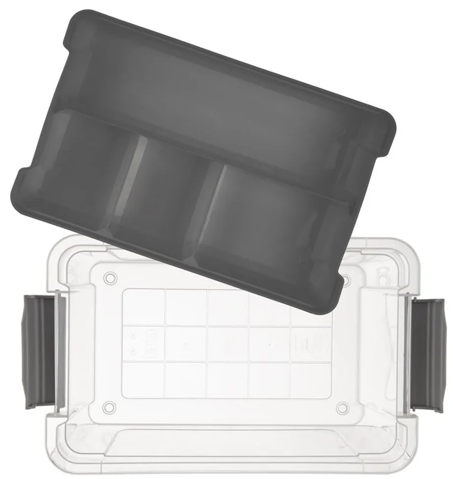 Organizér, úložný box 2v1, multifunkčný, sivý STORMAX - 9l, 35 x 23 x 17 cm