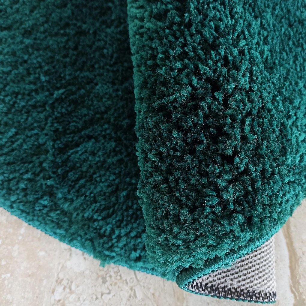 DY Tmavozelený okrúhly shaggy koberec Camel Rozmer: 200 cm