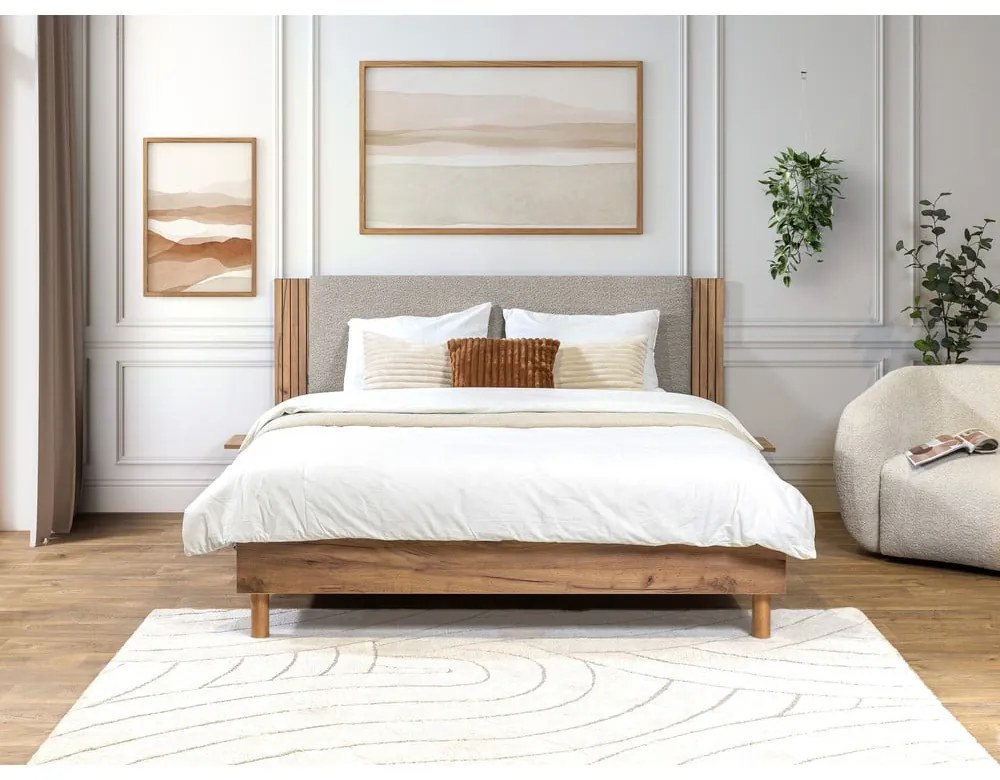 Svetlosivá dvojlôžková posteľ s roštom 160x200 cm Lior – Bobochic Paris