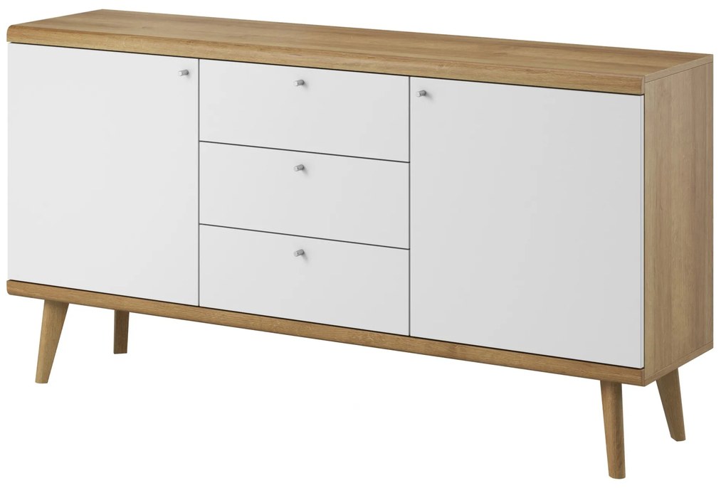 Komoda Primo 160 cm so zásuvkami dub Riviéra/biela