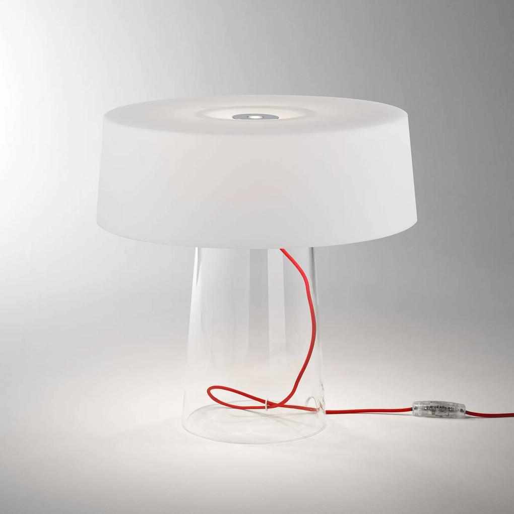 Prandina Glam stolová lampa 48 cm číra/biela