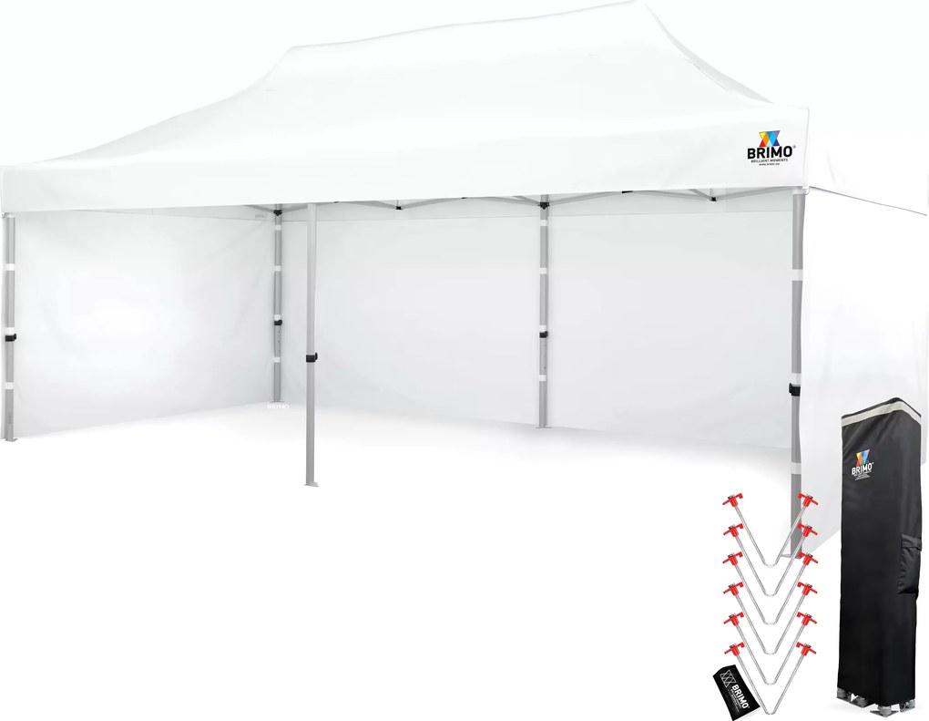 BRIMO Svadobný stan 3x6 m hliníkový – Elegantný a rýchlorozkladací - s 3 stenami - Biela 15