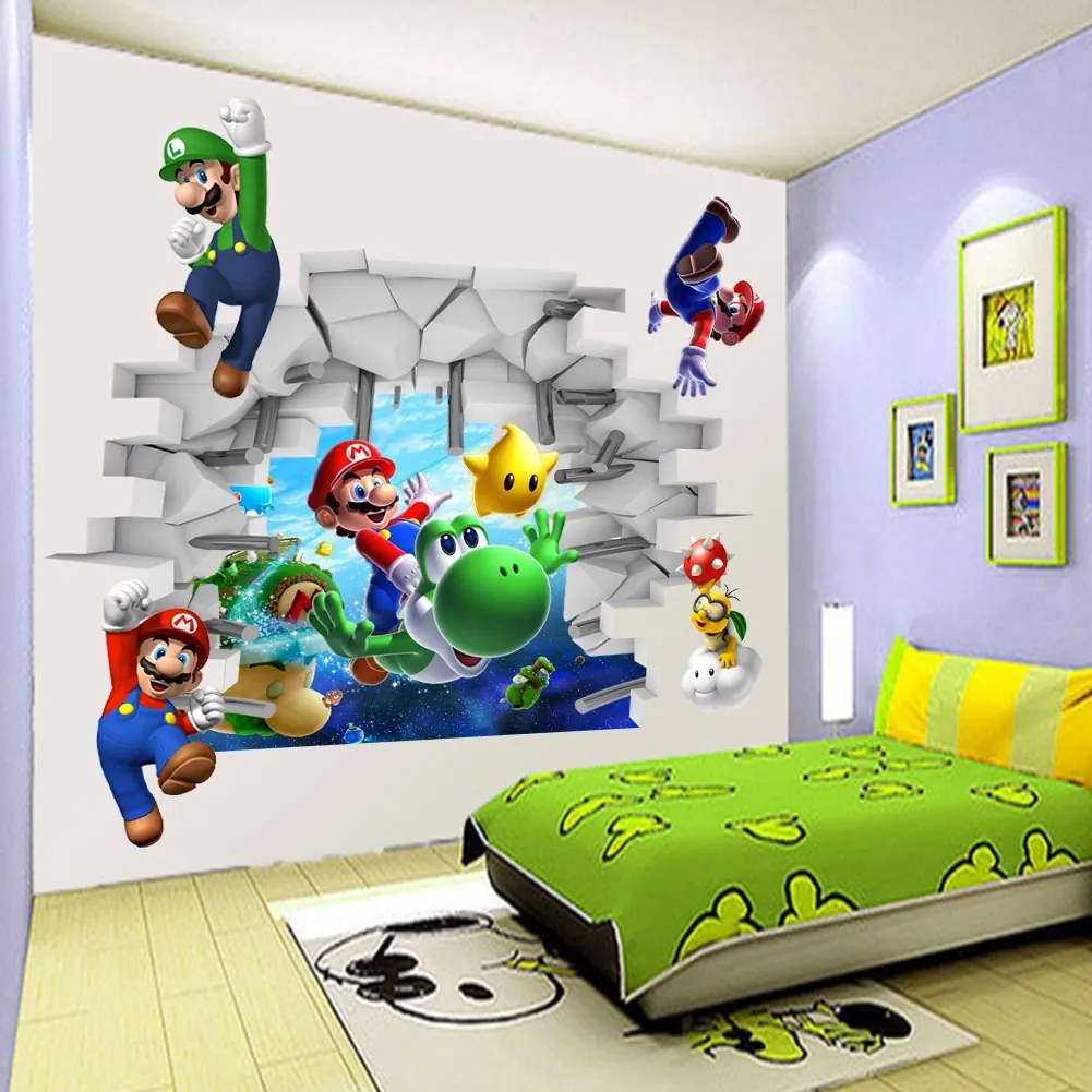 Veselá Stena Samolepka na stenu na stenu Hra Super Mario