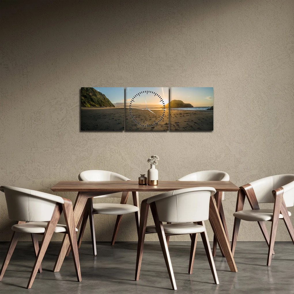 Obraz pláže (s hodinami) (90x30 cm)